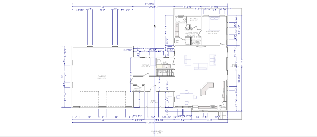 Blueprint ranch style home designed by KS Contruction & Design